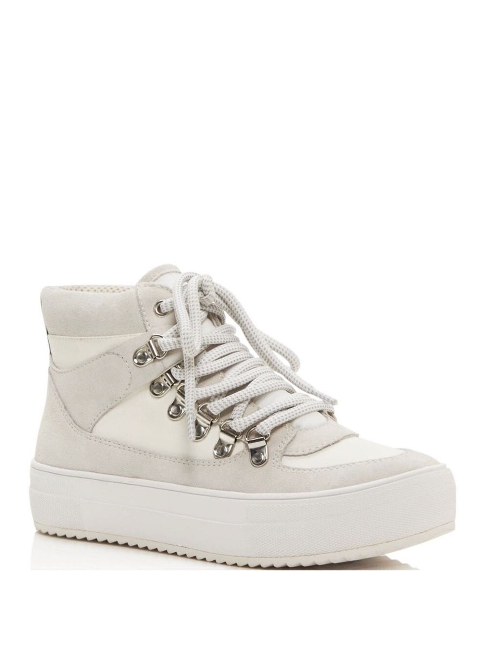 New Aqua Bash Womens High Top Platform Sneakers Leather Suede White Size 7